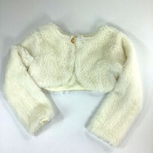 Nannette Baby Faux Fur Jacket Coat Girls Size 3T White Soft Cropped Easter Party